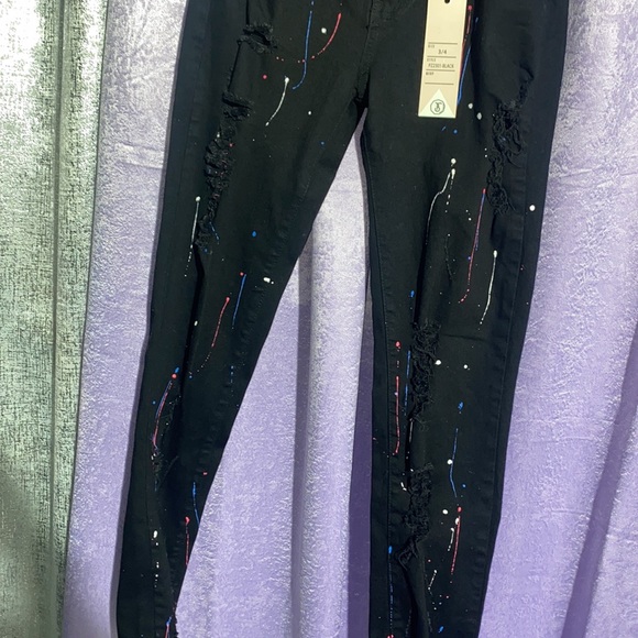 Black Blue Topic Pants w/ Paint - Picture 6 of 11